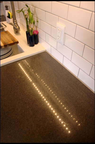 Diode reflection on countertops for Diana Lighting