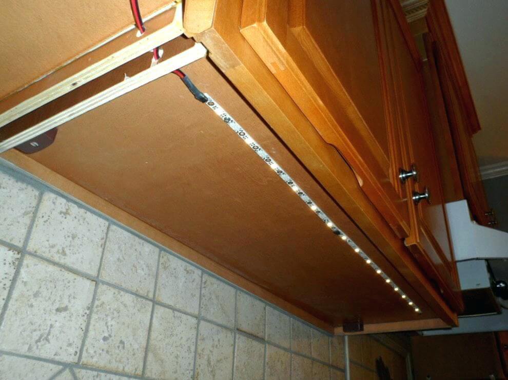 LED strip lighting example for cabinet and millwork applications