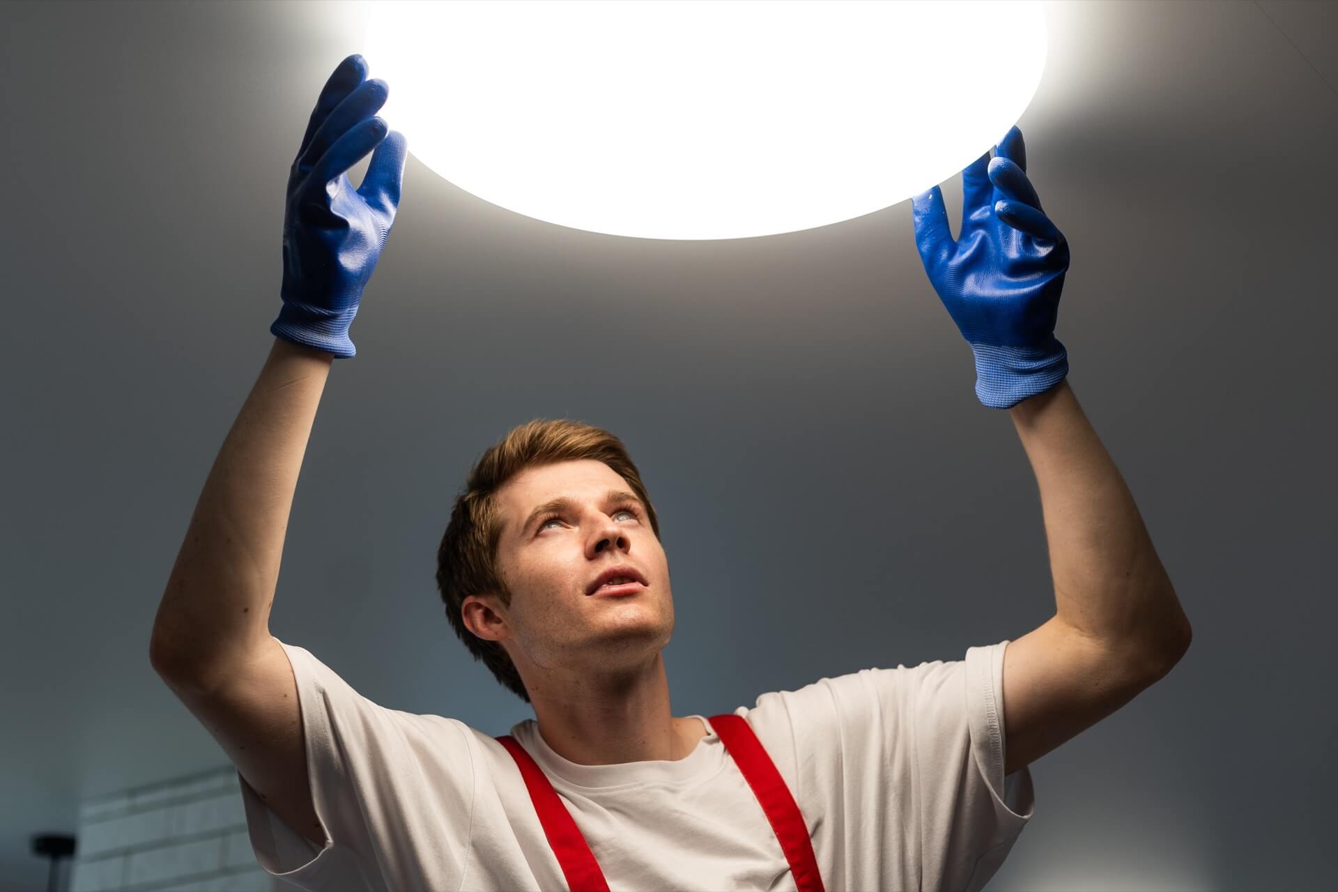 Electrical contractor ceiling light installation